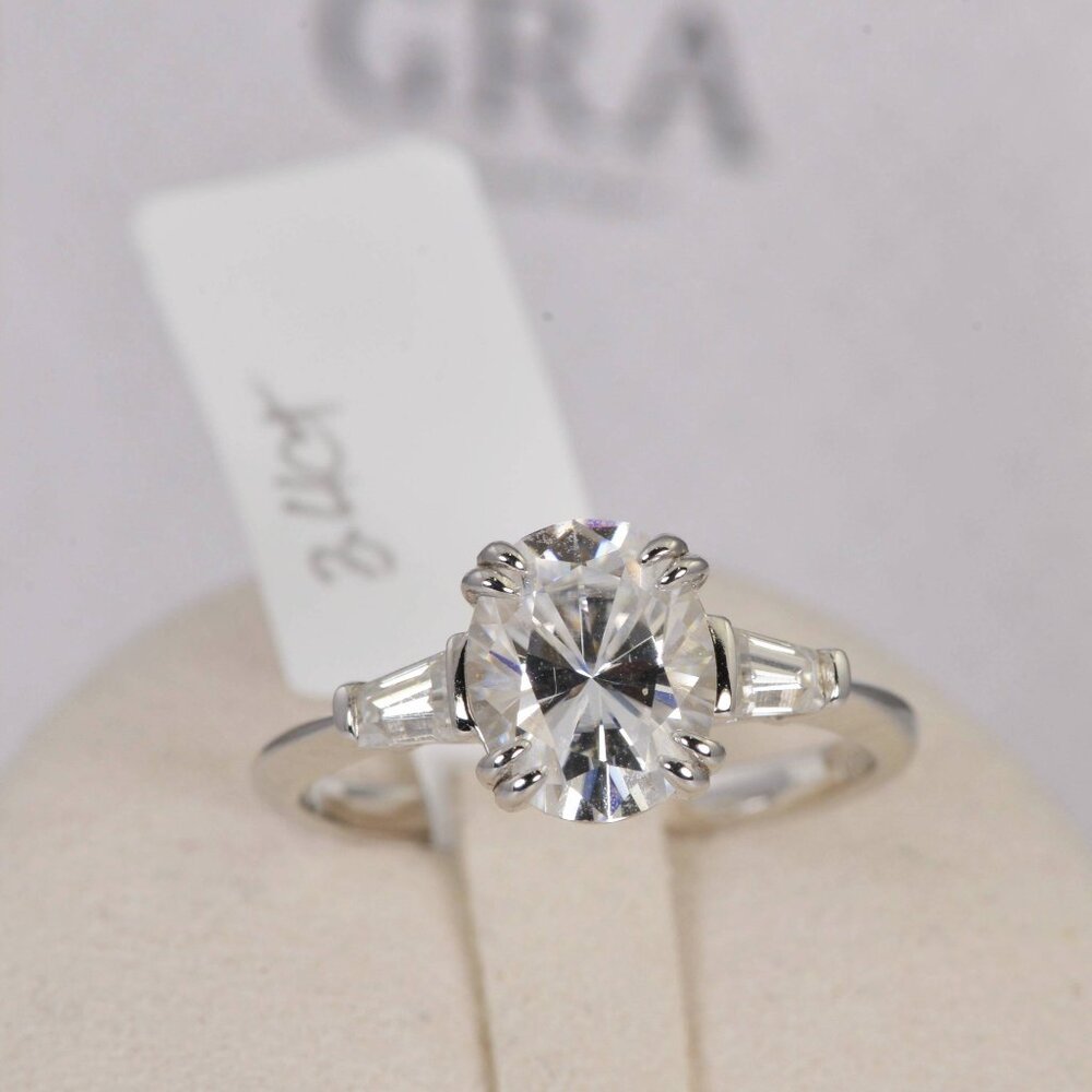 Oval Cut 925 Sterling Real Moissanite Ring